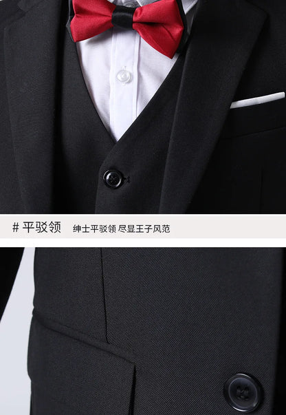 1-14 Years Children Boy Wedding Suit Black Nave Blue Elegant Suits For Children Boys Suits Outfits Set Teenager Kids Suits