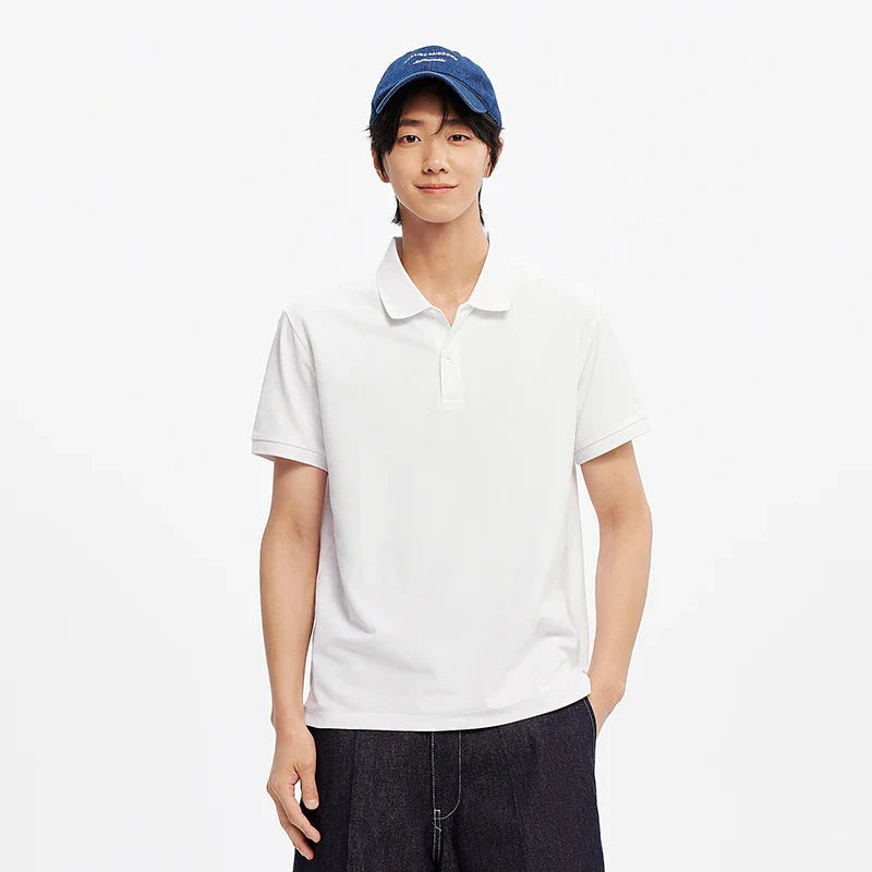 Polo Shirt Men Moisture Wicking Solid Color Short Sleeve T-Shirt 2025 Summer New Slim Fit Top for Active Wear