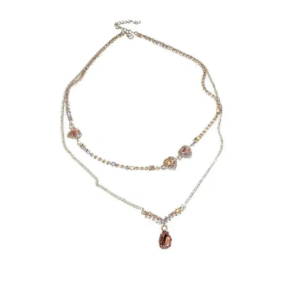 Heart Shape Pendant Necklaces Silver Color 5A Cubic Zirconia Minimalist Style Clavicle Chain Women And Girl Jewelry