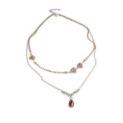 Heart Shape Pendant Necklaces Silver Color 5A Cubic Zirconia Minimalist Style Clavicle Chain Women And Girl Jewelry