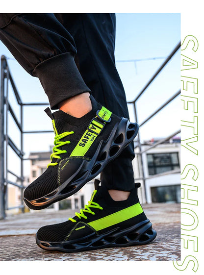 Men's Steel Toe Safety Shoes Anti Crush And Piercing Fashionable Breathable Sock Shoes Outdoor Unisex Work Footwear