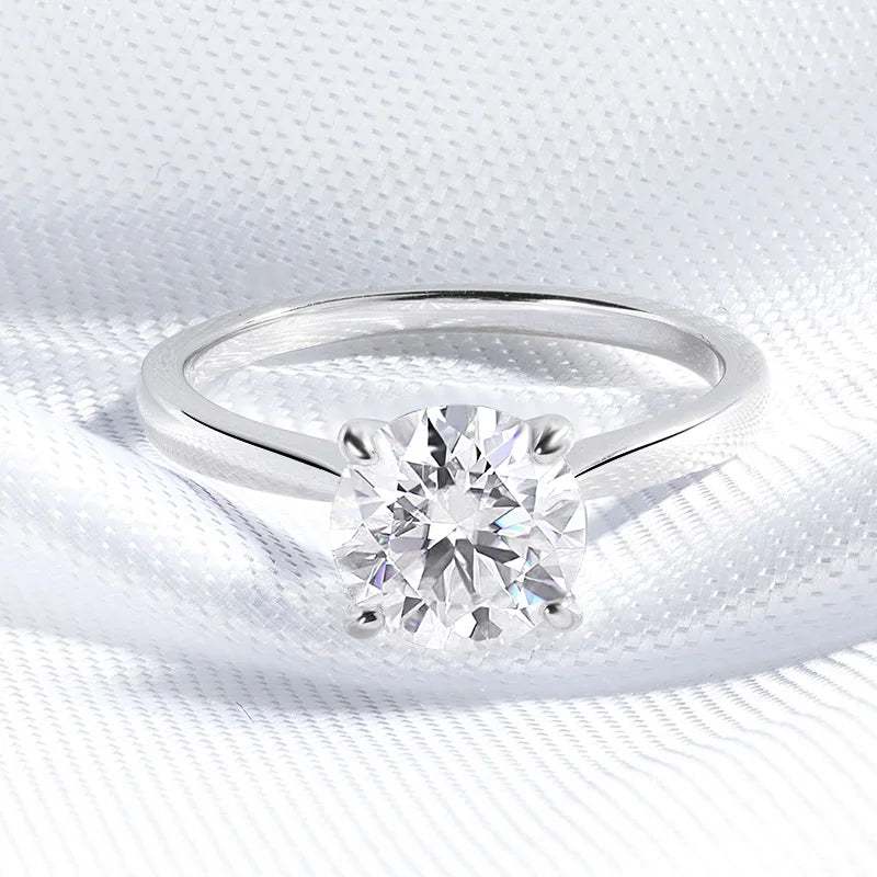 White Gold 2ct 100% Moissanite Engagement Ring for Women S925 Sterling Silver Lab Diamond Promise Wedding Band Jewelry