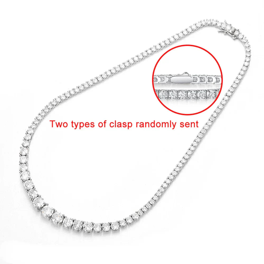 Moissanite Diamond Tennis Necklace with Certificate 3-5mm Size Gradient Diamond Riviera Necklace S925 Silver Choker for Women