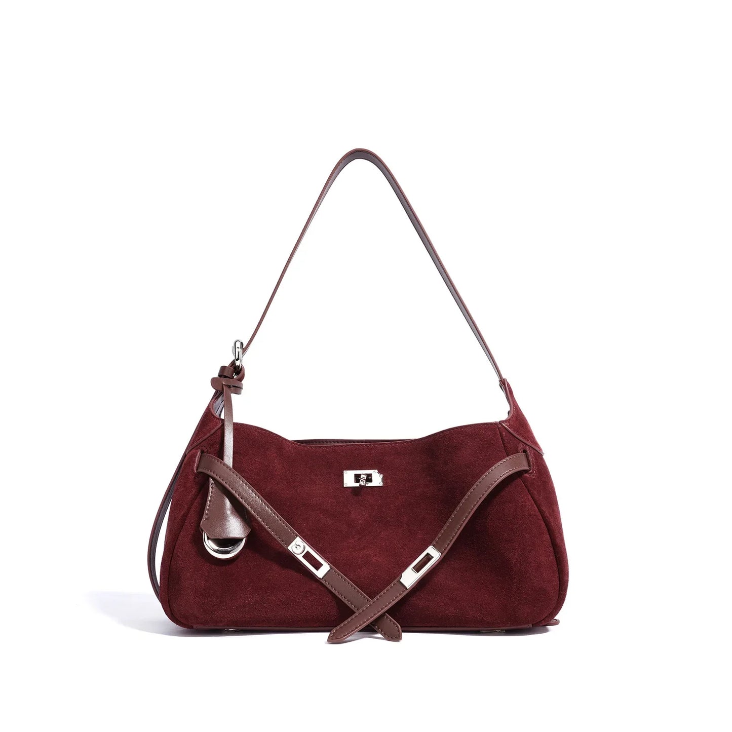 New Split Cow Leather Women's Faux Suede Bag Autumn Winter Underarm Bag for Lady Shoulder Crossbody Bag