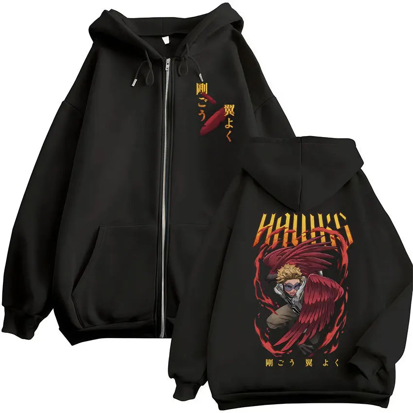 Japan Anime My Hero Academia Zip Up Hoodies Harajuku Fashion Manga Vintage Sweatshirt Men Women Fleece Oversized Tracksuit Coats