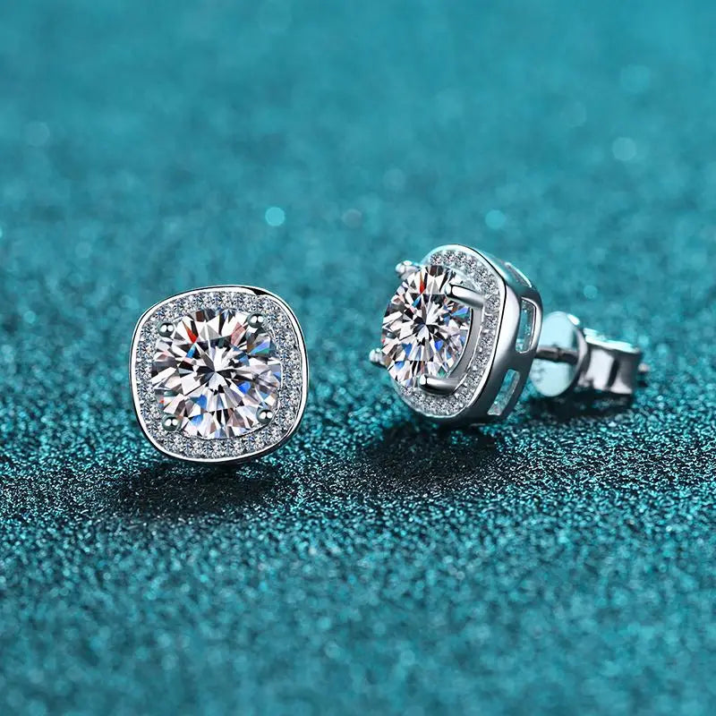 925 Sterling Silver Moissanite Stud Earrings 1-2 ct D VVS1 Lab Diamond with GRA Fine Jewelry Earring For Women