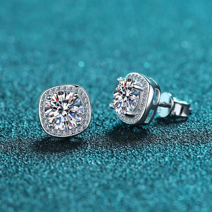 925 Sterling Silver Moissanite Stud Earrings 1-2 ct D VVS1 Lab Diamond with GRA Fine Jewelry Earring For Women