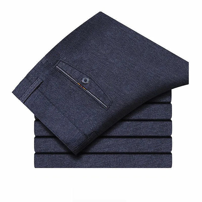 Mens Trousers Business Casual Pants Spring Summer Dress Pants Black Grey Loose Formal Suit Pants for Dad Husband