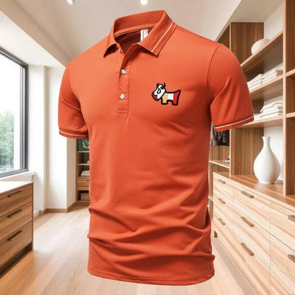 New men's T-shirt classic short sleeved polo shirt summer top casual T-shirt button collar oversized casual polo shirt