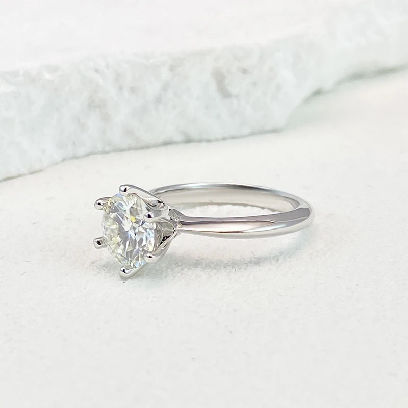 Ring For Women 925 Sterling Silver with White Gold Plated Lab Diamond Engagement Wedding Band Jewelry