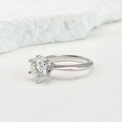 Ring For Women 925 Sterling Silver with White Gold Plated Lab Diamond Engagement Wedding Band Jewelry