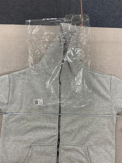 Autumn/Winter Leopard Grey Double sided Zipper Hoodie Men's Casual High Street Warmth Hoodie men's autumn clothing  2025 new