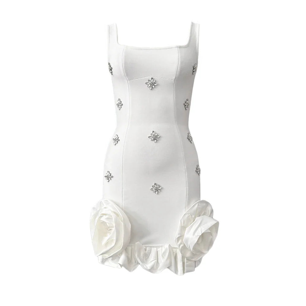 Women Sexy Ruffles Summer Clothing 2025 New Sleeveless Bandage Dress Club Party Mini Dresses