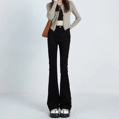 Women's Autumn Winter Petite Bell-bottom Pants