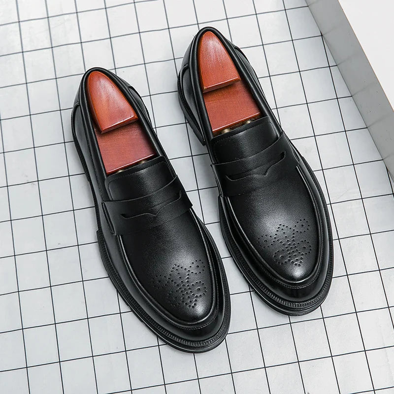 Men's Dress Shoes Retro Casual Business Leather Shoes Men Office Loafers Formal Social Brogues Wedding Leather Shoes For Men