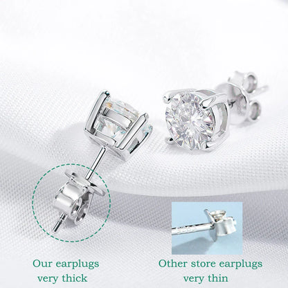 0.1-3CT Test Passed Moissanite Studs Earrings for Men Women S925 Silver Platinum Plated Bride Wedding Lab Diamond Studs