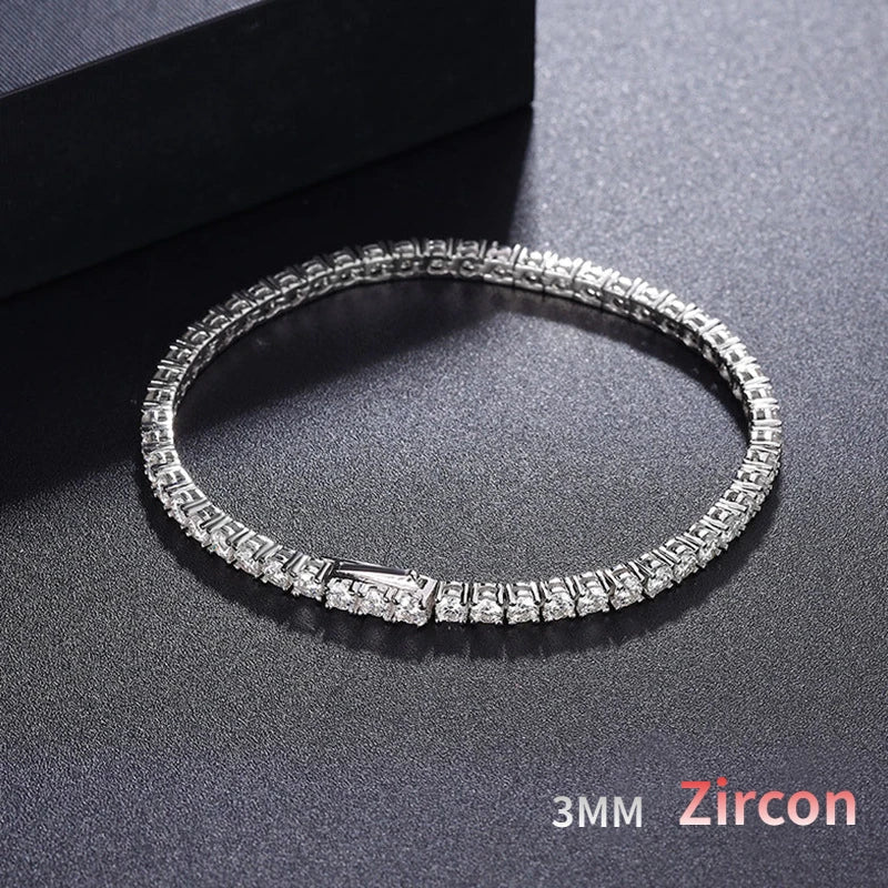 2/2.5/3/4/5mm Full Moissanite Bracelet for Women 100% 925 Sterling Silver Party Fine Jewelry Gift