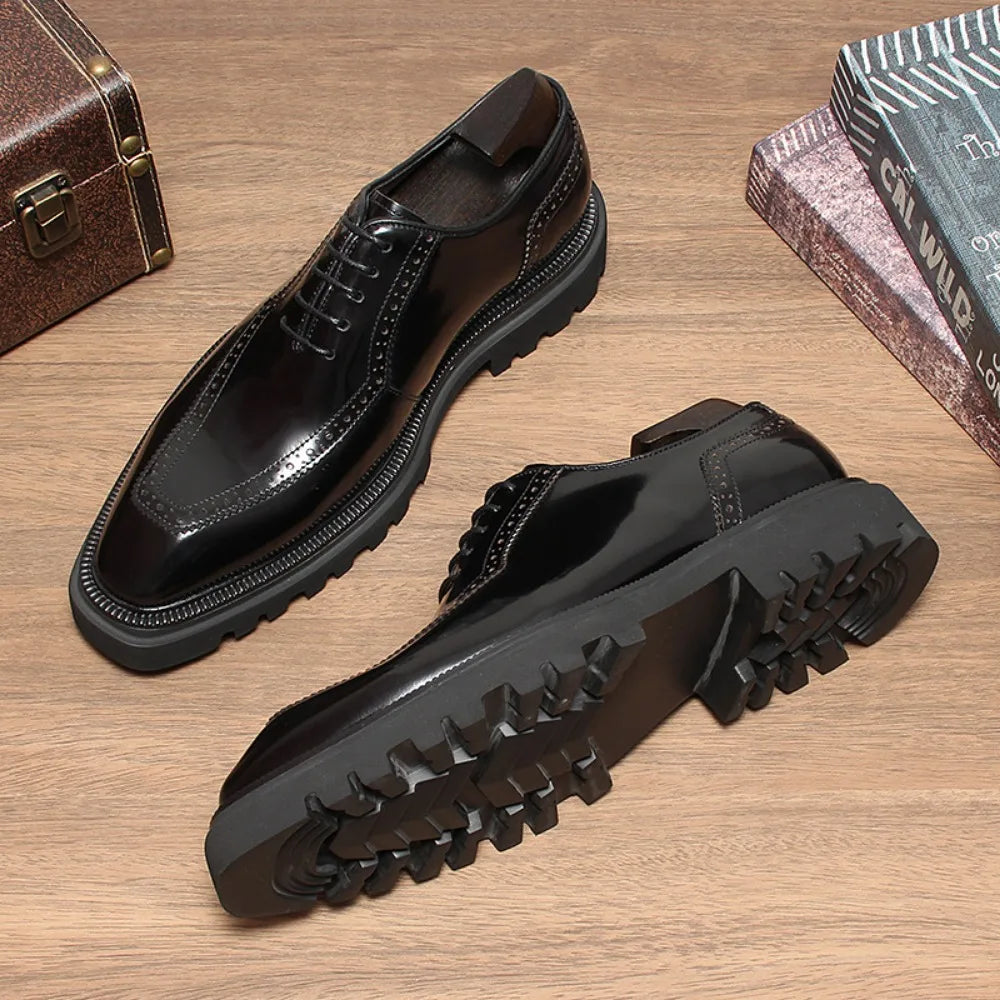 High Quality Height Increase Oxford Dress Shoes Men Genuine Cow Leather Suit Shoes Lift Brogues Wedding Formal Elevator Shoes