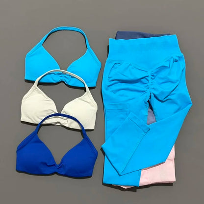 2 Pcs Seamless Yoga Sports Set for Women Resistant Backless Bra Pilates Fitness Workout Running Leggings Gym Suit