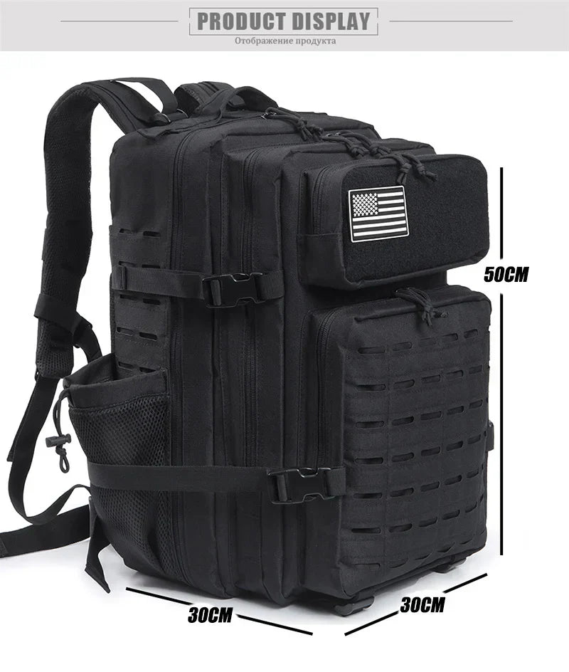 45L Tactical Backpack survival Bag Hunting MOLLE Backpack GYM For Men EDC Outdoor Hiking Rucksack Witch Bottle Holder