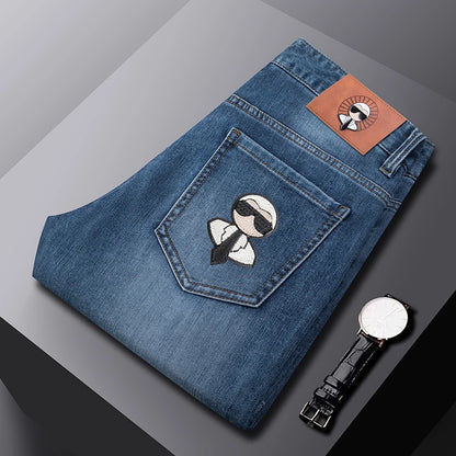 Fashion Men Jeans Stretch Straight Leg Casual Slim Fit Denim Pants Male Brand Luxury Design Business Classic Trousers