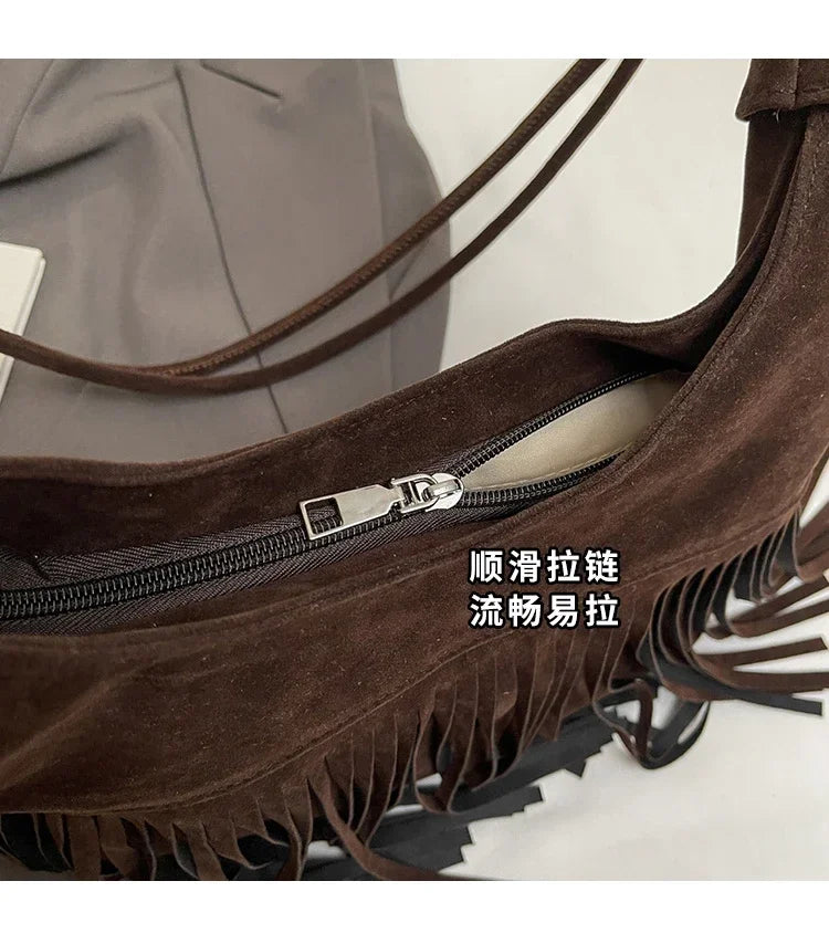 Fringed Interior Compartment Tote Bags Sewing Thread Large Capacity 2024 Hot Sale Bags for Women Zipper Pu Women's Handbags