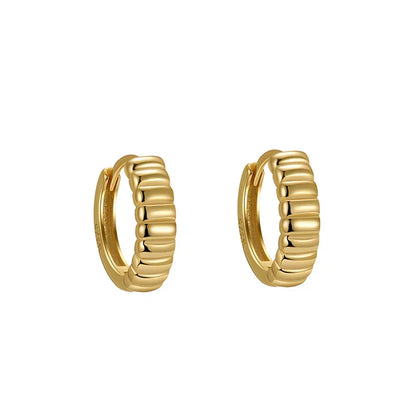925 Sterling Silver Minimalist Geometry Pleated Huggies Ear Buckle for Women Fashion French Party Hoop Earring Jewelry