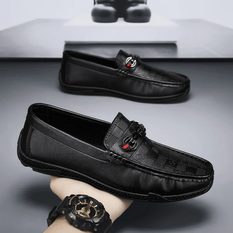 Fashion Leather Men Casual Shoes Slip on Formal Loafers Luxury Brand Comfortable Men Italian Soft Male Driving Shoes