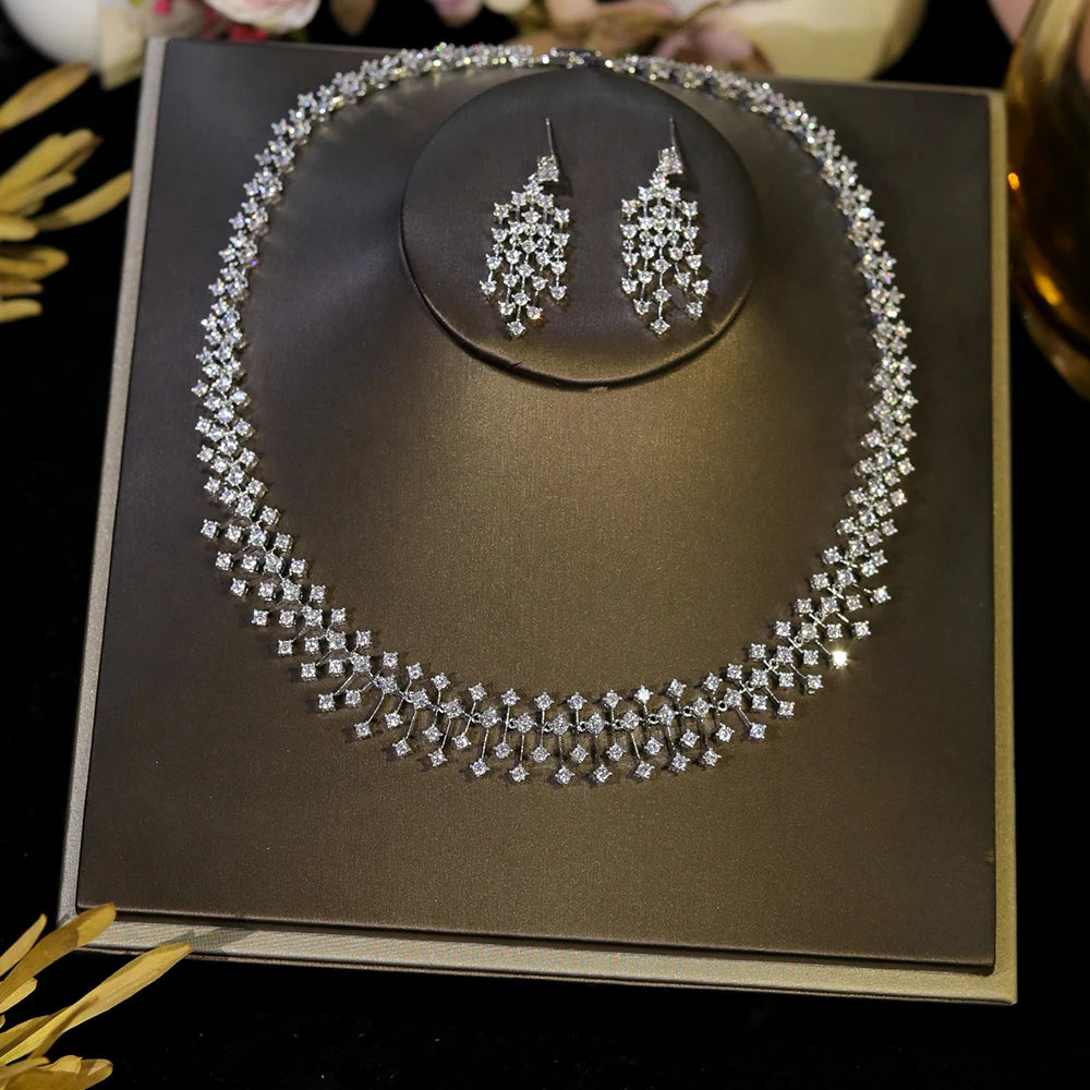 Fashion CZ Bride Indian Jewelry Set for Women Water Drop Wedding Design Choker Necklace Girlfriend birthday Gifts X0520