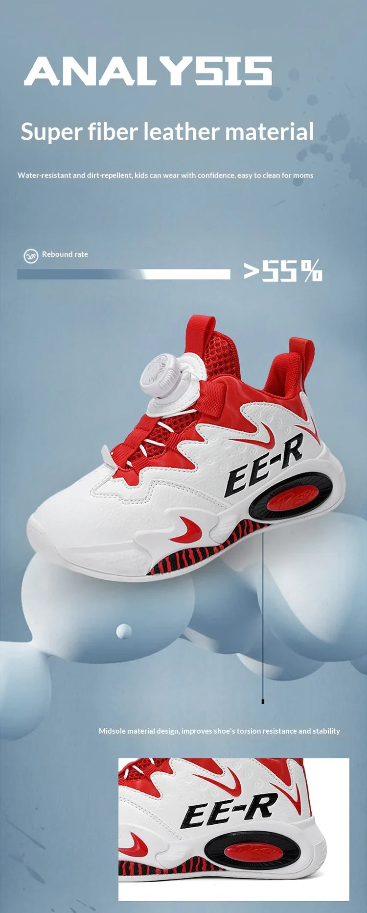 A pair of children's four-season leather high-top basketball shoes, wear-resistant basketball shoes, sizes 31-40，HL-2798