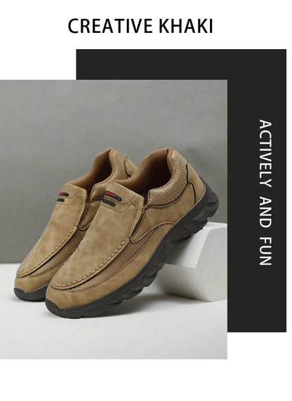 Sapatos Masculinos Casuais de Couro, Mocassins Respiráveis, Tênis Masculinos 2024, Novos Tênis Masculinos de Couro Confortáveis, Calçados Masculinos