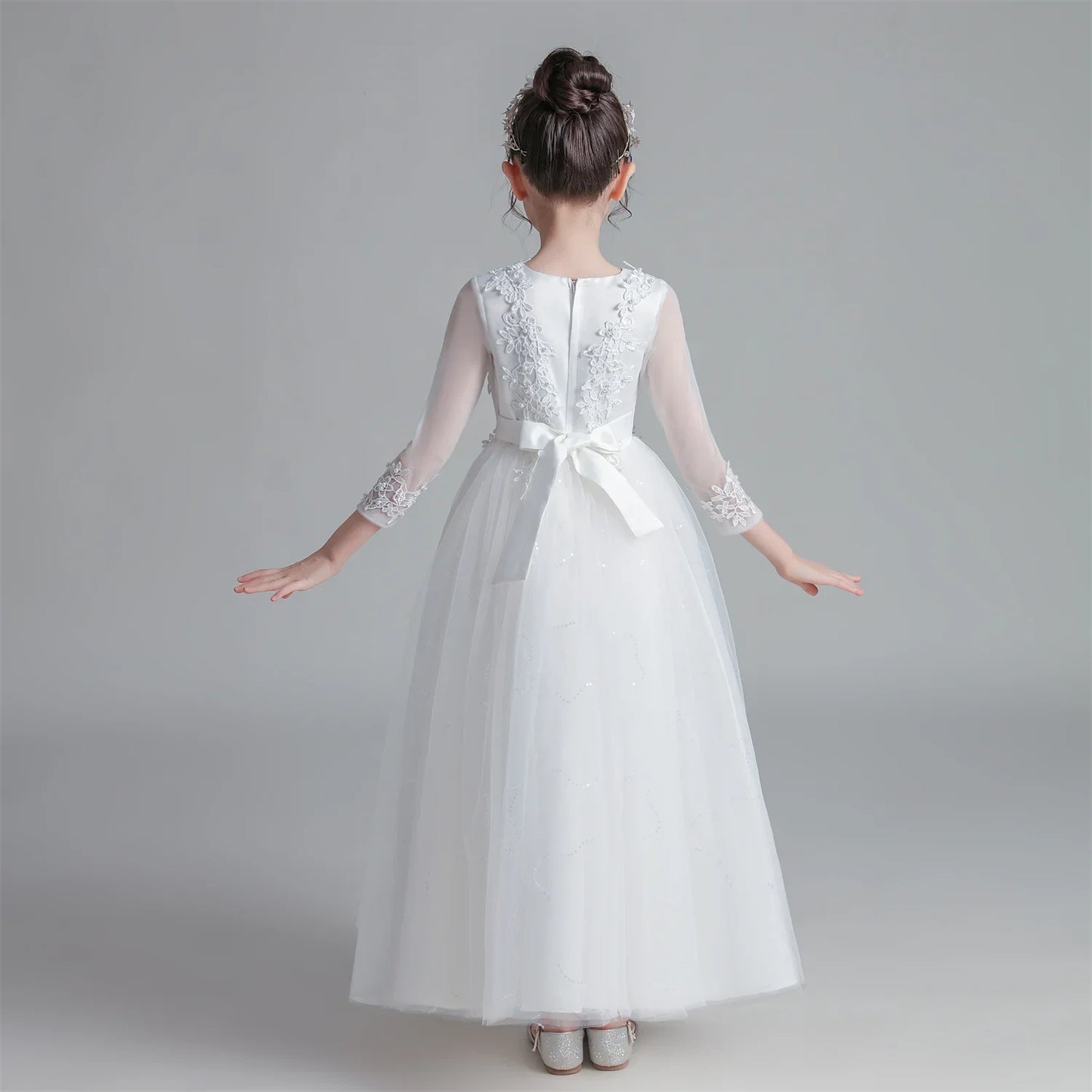 Princess Dress Girls' Pengpeng Yarn Spring/Summer New Long Sleeve Fashionable Children's Performance