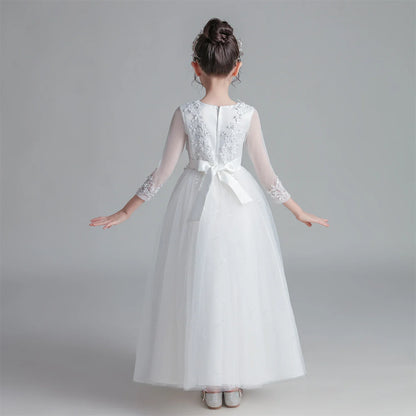 Princess Dress Girls' Pengpeng Yarn Spring/Summer New Long Sleeve Fashionable Children's Performance