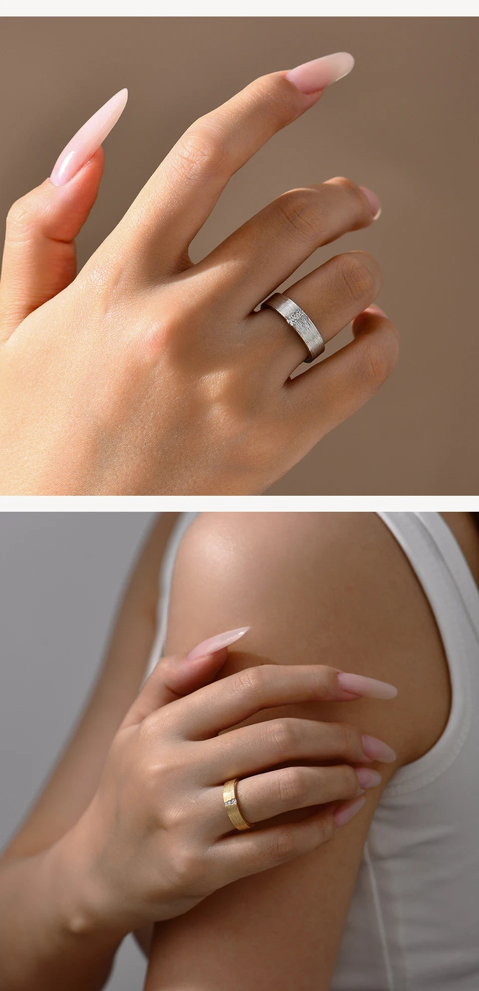 2025 Couple Ring Moissanite Diamond Brushed Design 925 Sterling Silver For Women Men Engagement Wedding Fine Jewelry