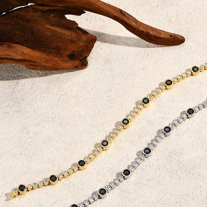 New Black Moissanite Tennis Bracelets for Women Men s925 Sterling Silver Round Bubble Bracelet Anniversary Gift Jewelry