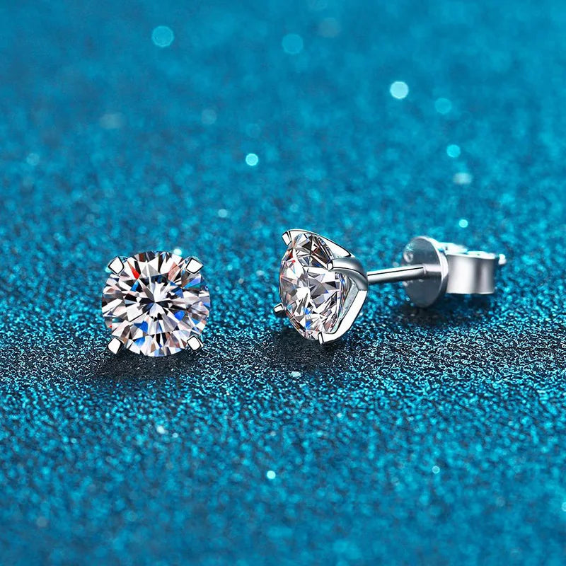 Sparkling 4 Prong 0.2-2CT D Color Moissanite Stud Earrings For Women Fine Jewelry S925 Silver Plated 18K Diamond Earring