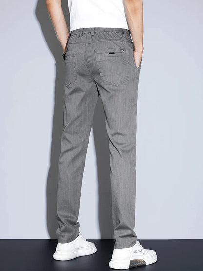 2025 New Men's Casual Pants Spring Summer Thin Business Straight Cotton Stretch Classic Work Trousers Korean Brand Clothing