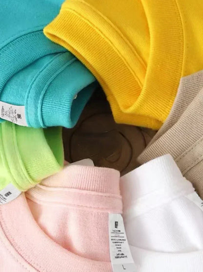 Summer 100% Cotton Women's T-shirt Bottoming Basic Fashionable Solid Lady Short Sleeve Loose Tops Shirts 230g/㎡ Tops