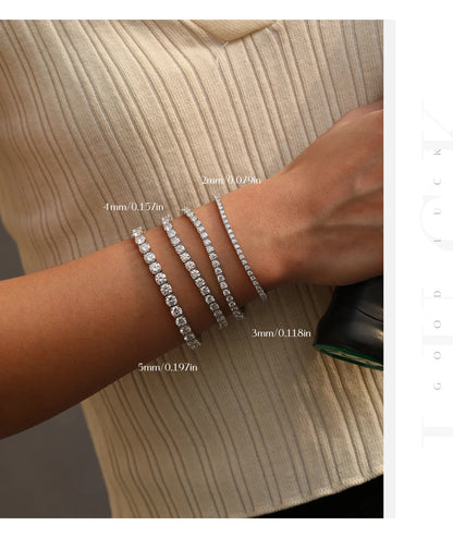 D Color VVS1 Moissanite Tennis Bracelet 925 Sterling Silver Single Classic Bracelets With Box for Women Man Fine Jewelry