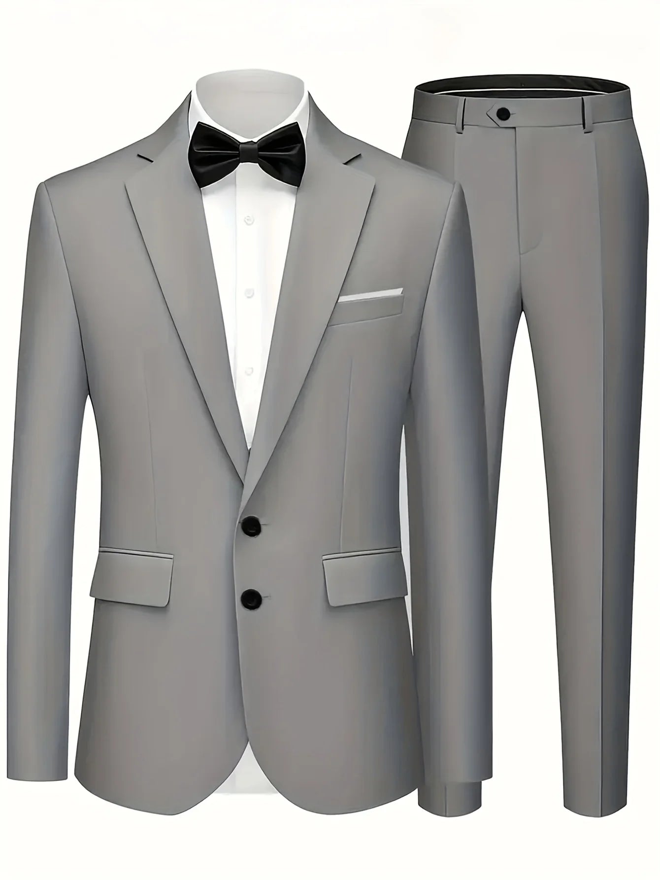 Men's Burgundy 2-Piece Suit Set (Blazer + Trousers Only, No Vest Included),Slim Fit Formal Business Wedding Party Jacket & Pants