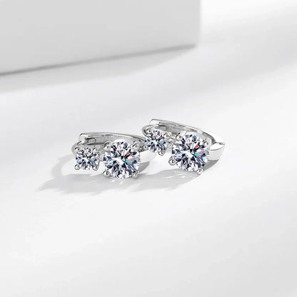 Trendy 1.2CTTW D VVS1 Moissanite Hoop Earrings for Women 18K Plated Wedding 100% S925 Silver Jewelry Dainty Birthday Gift