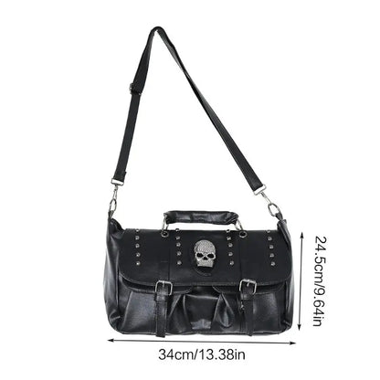 Punk Style Women Handbags Pu Leather Skull Tote Bag Black Large Capacity Shoulder Bag 2022 Luxury Crossbody Bags