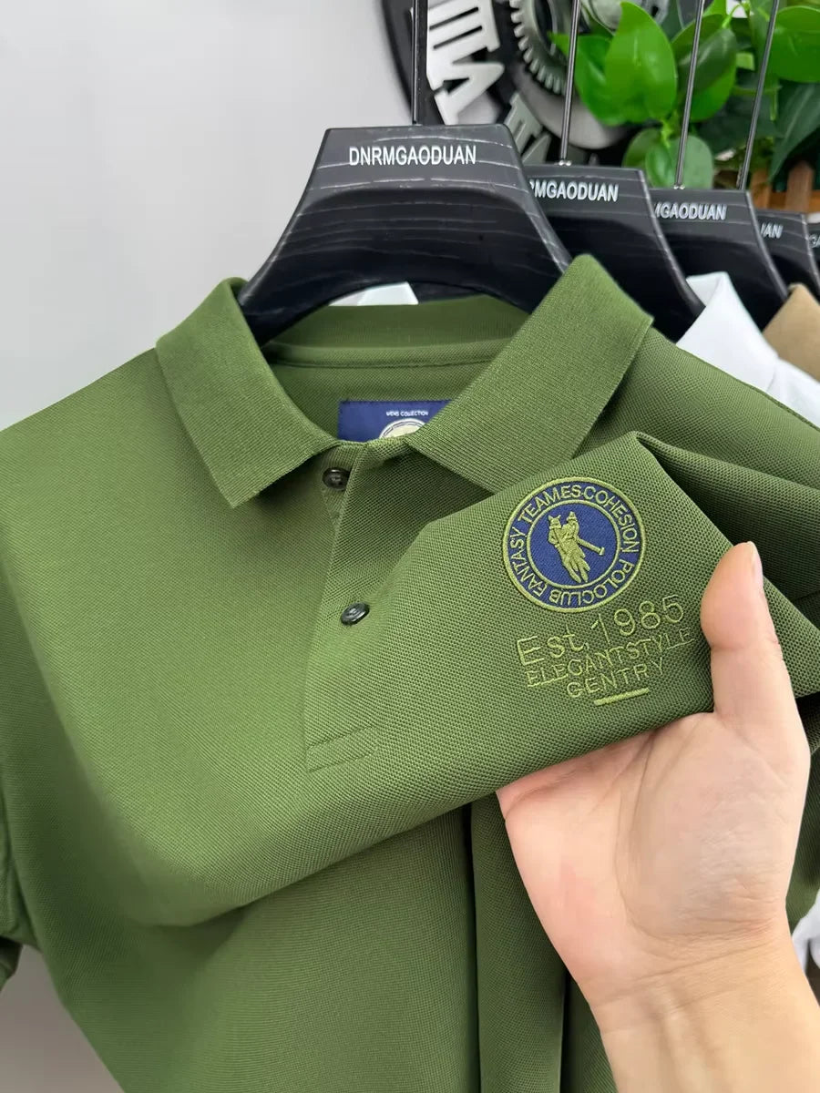 Luxury brand badge embroidery polo shirt short sleeve men's summer top fashionable breathable lightweight comfort casual T-shirt