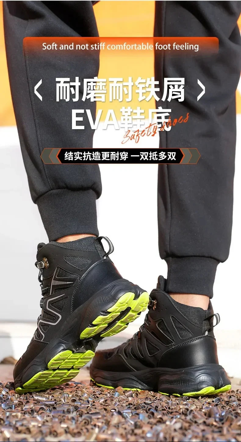 Ankle-Length Men Safety Boots Anti-smash Anti-stab Construction Work Steel Toe Shoes Male Work Boots Work Safety Shoes