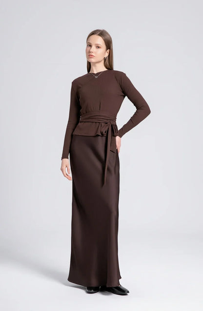woman clothes thicken ribbing closed-fit wrap tops + Satin Adjustable straps dress (ship out in 1 day)