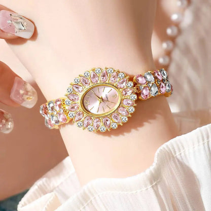 Fashion Women Watches Luxury Rhinestone Bracelet Strap Quartz Wristwatch Girls Clock Reloj Mujer