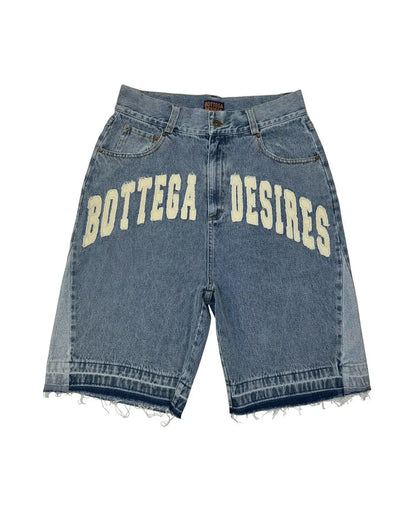 Shorts Letter Cartoon Patchwork Loose Jeans Wide Leg Pants Harajuku Rock Pants Men