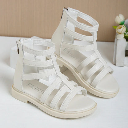 Girls Sandals 2026 Summer Kids Gladiator Sandals Boots  Roma Shoes Narrow Band Princess Shoes For Child Baby Black white