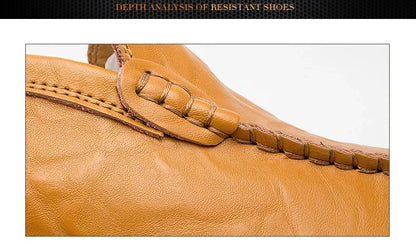 Genuine Leather Men Casual Shoes Luxury Brand Designer Men Loafers Moccasins Breathable Slip on Male Boat Shoes Plus Size 37-47