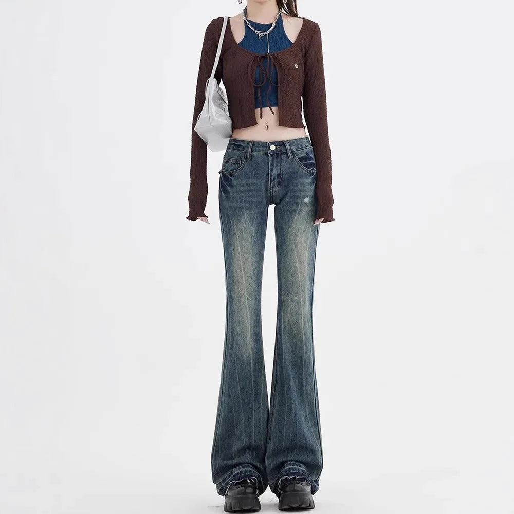 Low Waist Bell Bottom Denim Jeans